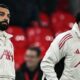 Liverpool players Mohamed Salah and Curtis Jones