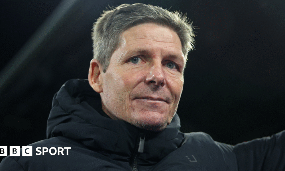 Crystal Palace boss Oliver Glasner reacts during his side's Conference League game with KuPS