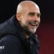 Pep Guardiola reacts after Manchester City's victory against Crystal Palace