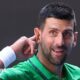 Novak Djokovic jokes with the crowd in a practice session at the 2026 Australian Open