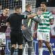 Referee Steven McLean initially showed Celtic's Auston Trusty a yellow card before VAR intervened