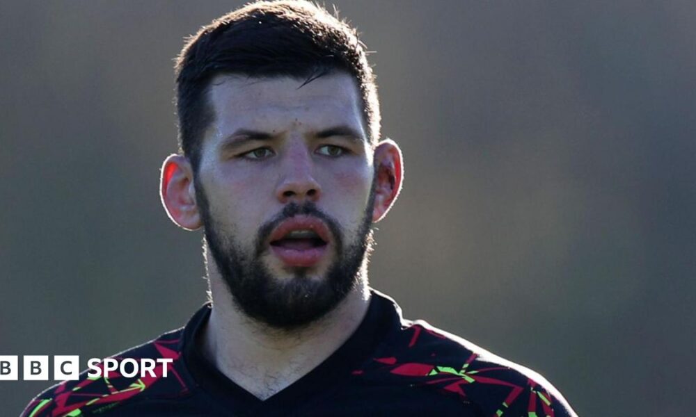 Rhys Davies during Wales training