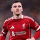Andy Robertson wearing a red Liverpool match shirt