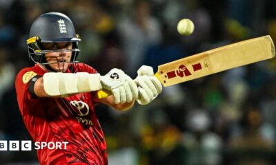 Sam Curran plays a shot for England against Sri Lanka