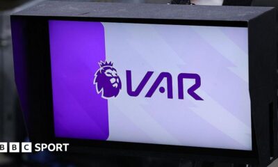 A screen displaying the VAR logo for the Premier League