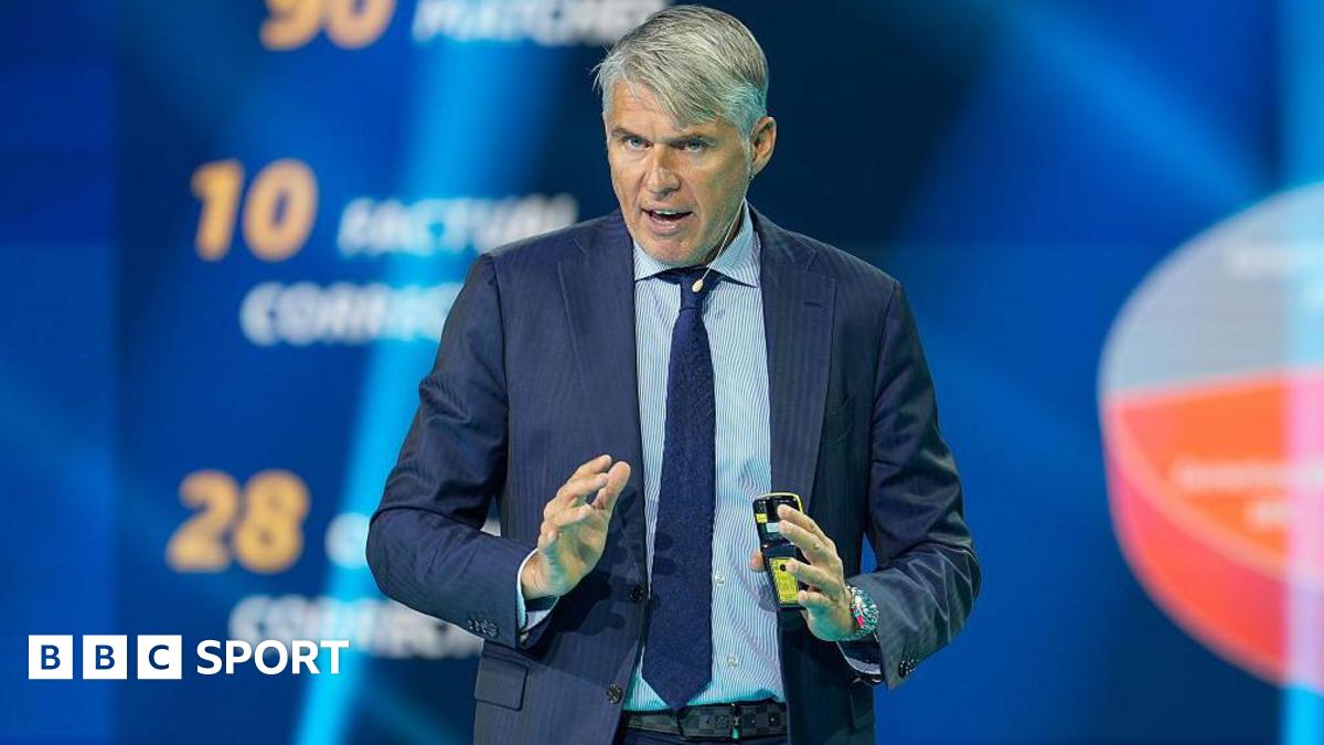 Roberto Rosetti, UEFA Refereeing Director, addresses the audience during the second day of the Portugal Football Summit