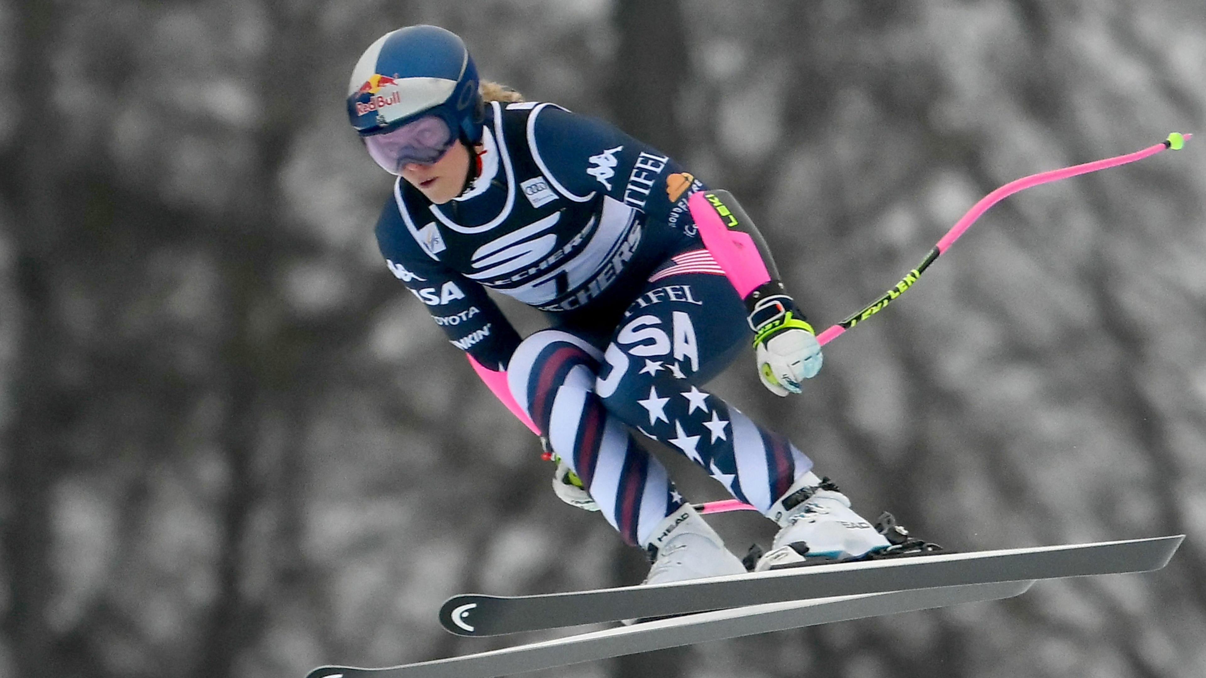 USA's Lindsey Vonn competes during the Women's Super G event of FIS Alpine Skiing World Cup in Tarvisio, Italy