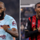 A split image of Brentford's Igor Thiago and Bournemouth's Rayan celebrating goals