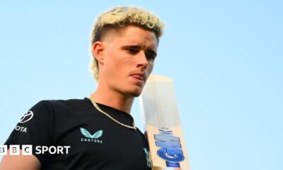 Jacob Bethell wagon wheel against India showing runs all around the wicket but five straight boundaries
