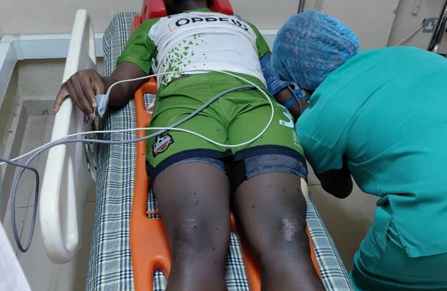 Basangwa rushed to hospital in a Toyota Land Cruiser as Specific and NEC hearth blanks