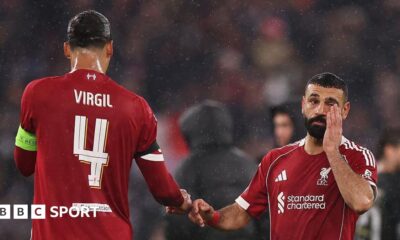 Virgil van Dijk and Mohamed Salah playing for Liverpool