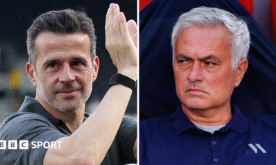 A split picture of Marco Silva and Jose Mourinho