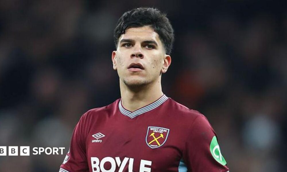 Close up of West Ham's Mateus Fernandes