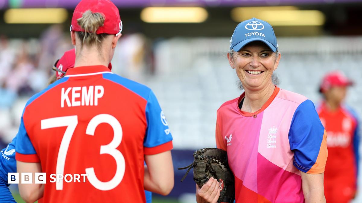 England batters Danni Wyatt-Hodge and Sophia Dunkley celebrate victory