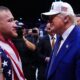 Justin Gaethje and Donald Trump talk in the octagon
