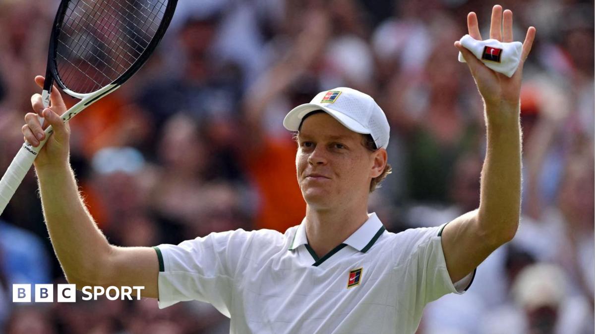 Jannik Sinner celebrates coming through his first-round match against Miomir Kecmanovic