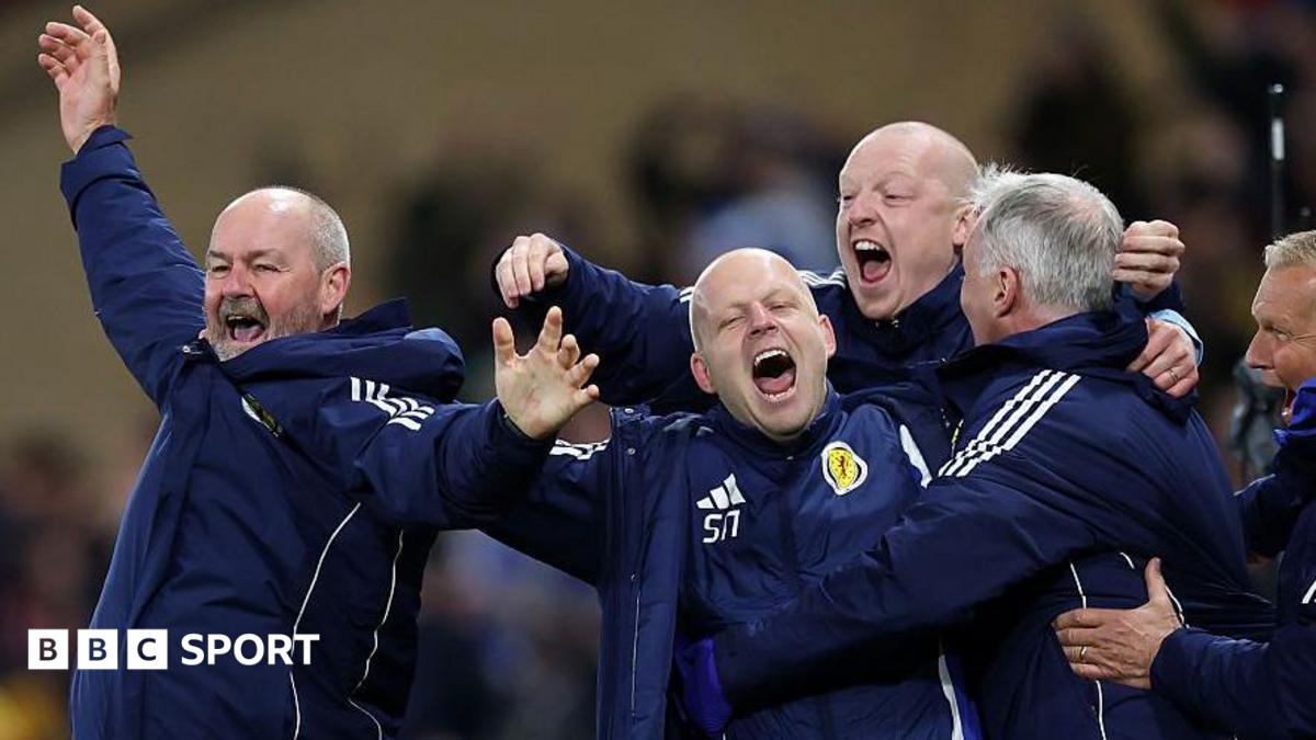 Steve Clarke and backroom staff celebrate