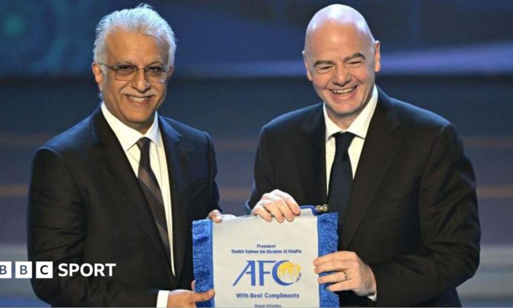 Fifa president Gianni Infantino and his AFC counterpart Salman bin Ibrahim Al Khalifa