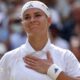 Karolina Muchova puts her hand over her heart to celebrate her Wimbledon semi-final victory over Coco Gauff