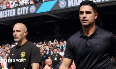 Mikel Arteta and Enzo Maresca walking out of the tunnel at Wembley Stadium
