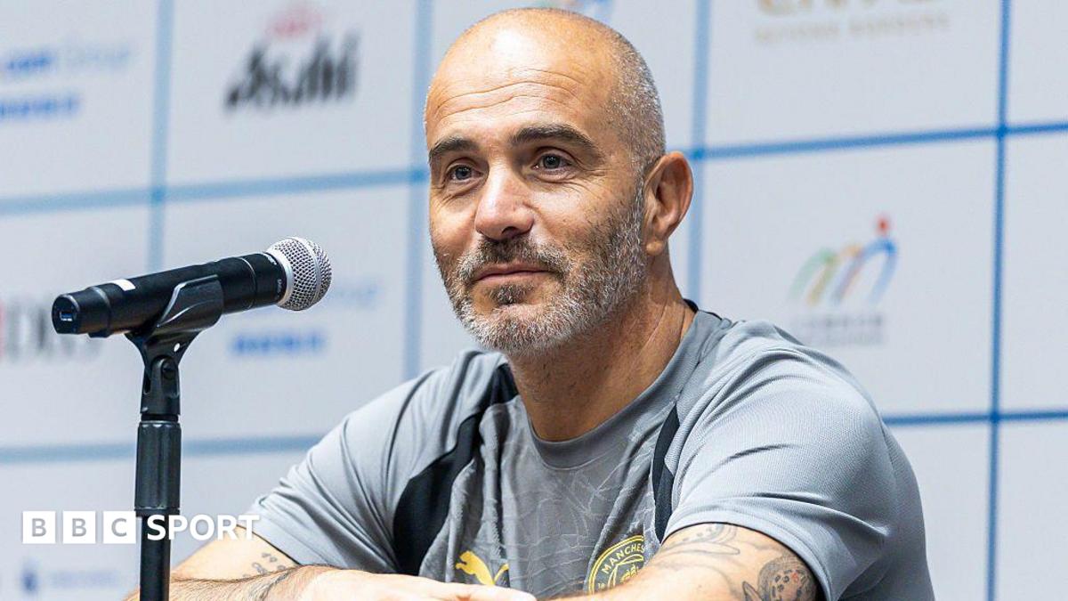 Head coach Enzo Maresca of Manchester City talks to media at the Kai Tak Stadium in Hong Kong, China