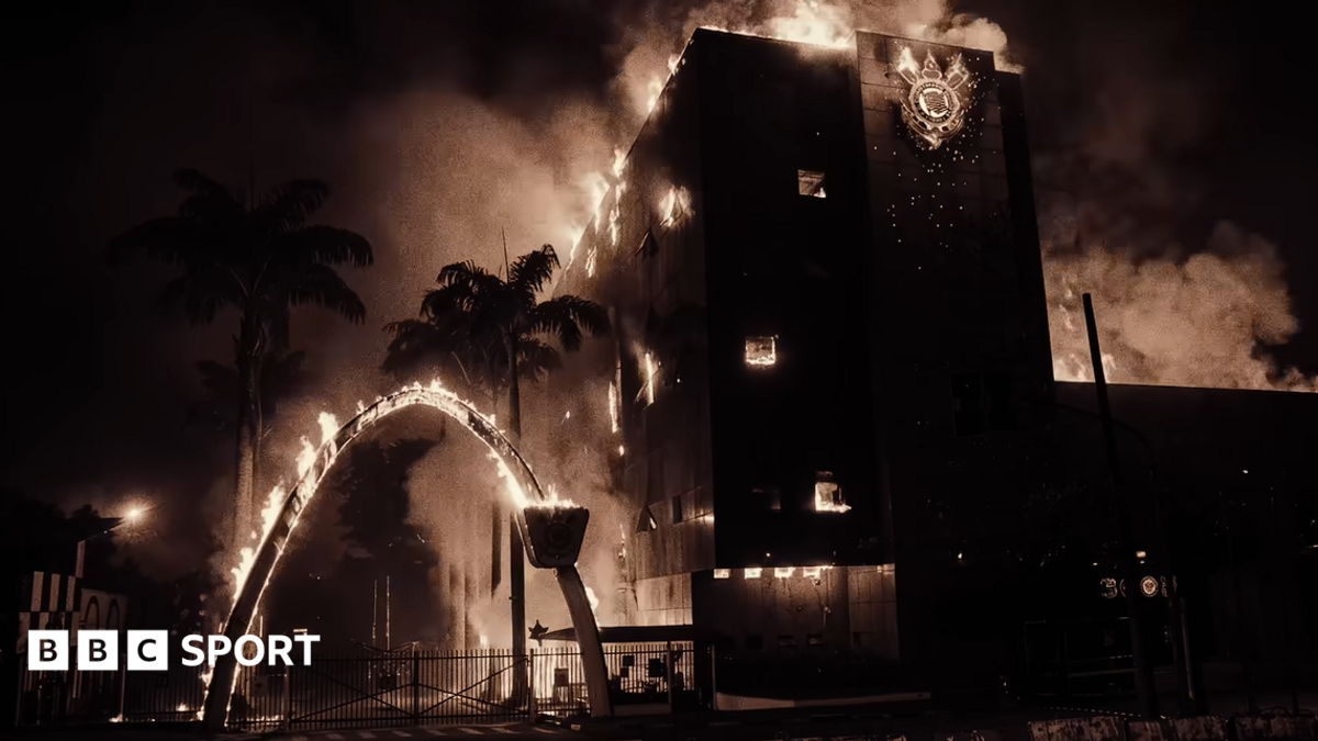 Youtube video showing Corinthians headquarters in flames