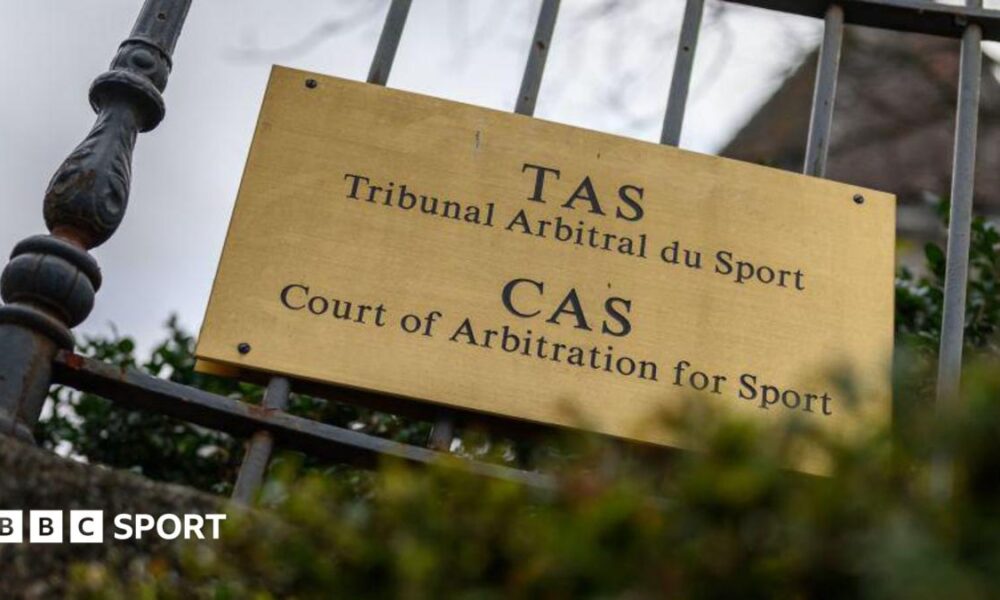 A sign outside the Court of Arbitration for Sport
