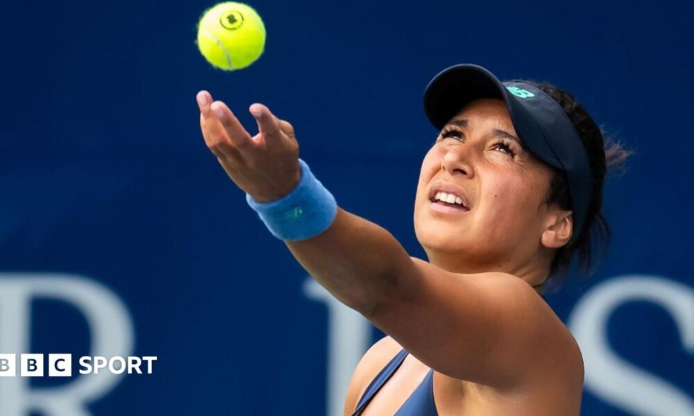 Heather Watson begins her service motion