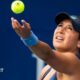 Heather Watson begins her service motion