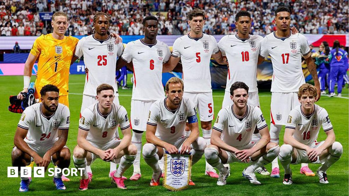 The England team lined-up before the World Cup semi-final against Argentina in July