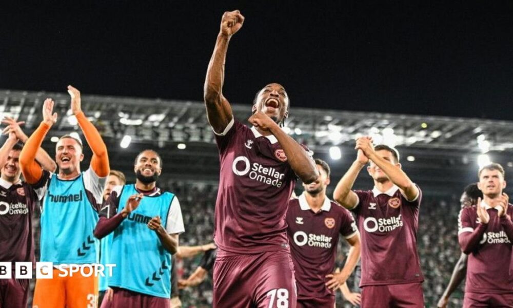 Hearts players celebrating