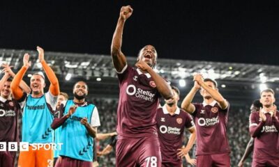 Hearts players celebrating