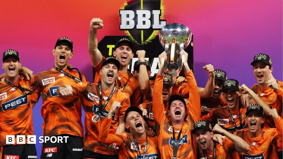 The players of Perth Scorchers celebrate winning the 2026 Big Bash