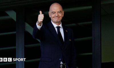 FIFA President Gianni Infantino gives at thumbs up at the FIFA U-20 Women's World Cup match between Poland and Argentina
