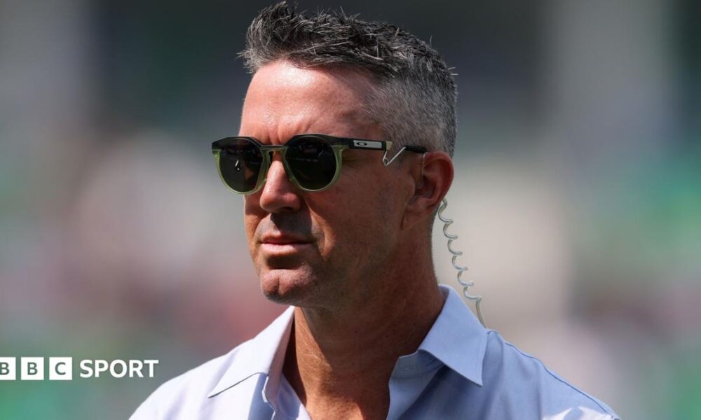 Kevin Pietersen looks on during a commentary spell