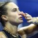 Aryna Sabalenka blows a kiss to the US Open crowd